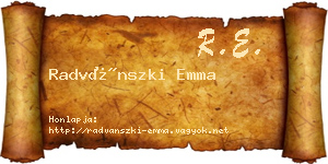 Radvánszki Emma névjegykártya